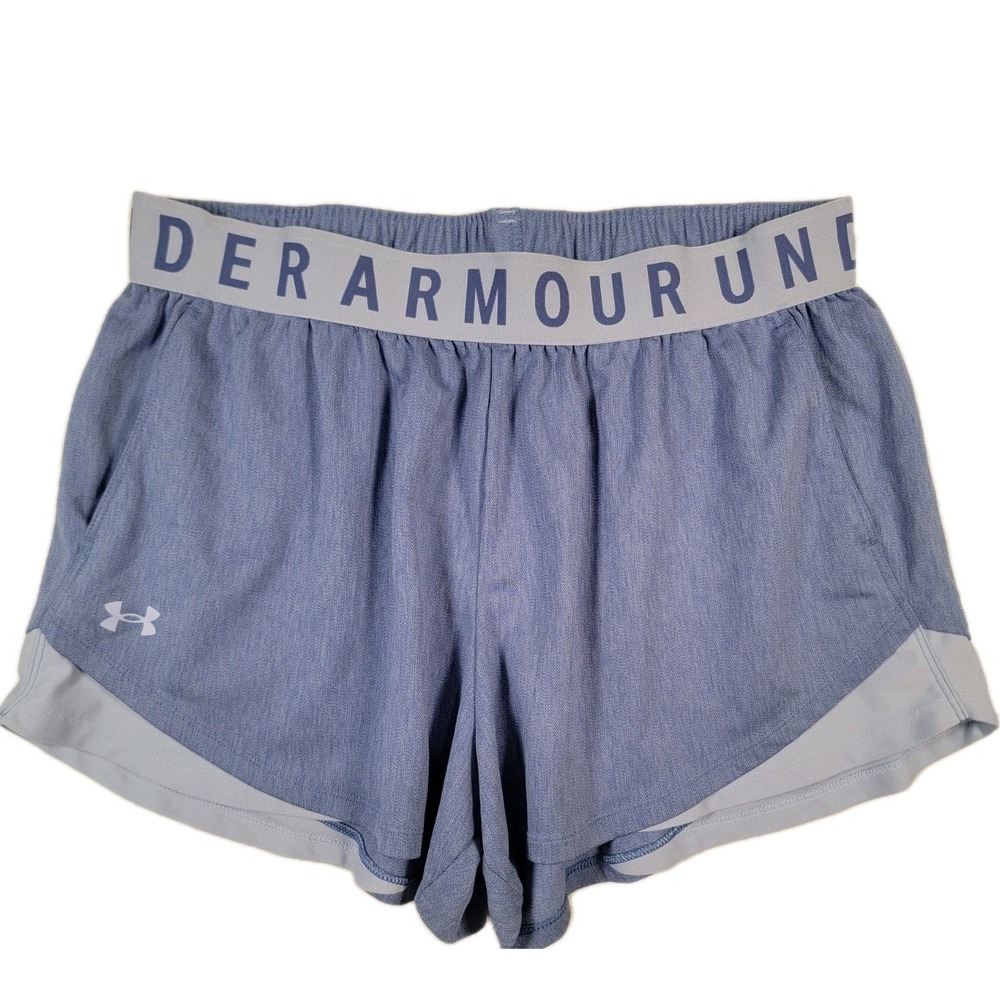 Under Armour Play Up 3.0 Shorts Womens 1X Blue Heather Training Pockets 3.5"